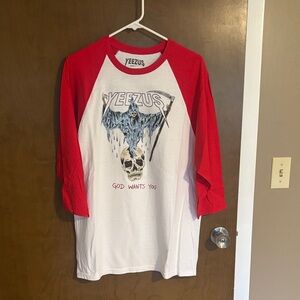 Yeezy Red & White Raglan Graphic Short Sleeve Tee